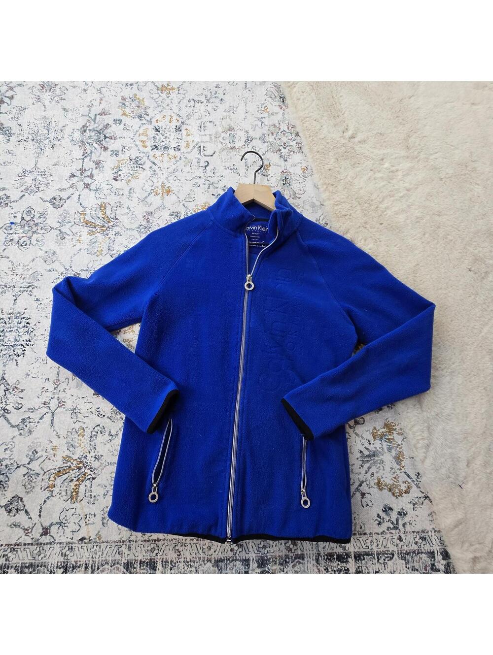 Calvin Klein Performance Blue Silver Zip Jacket Women Medium